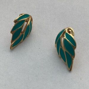 Gold and Turquoise Leaf Earrings